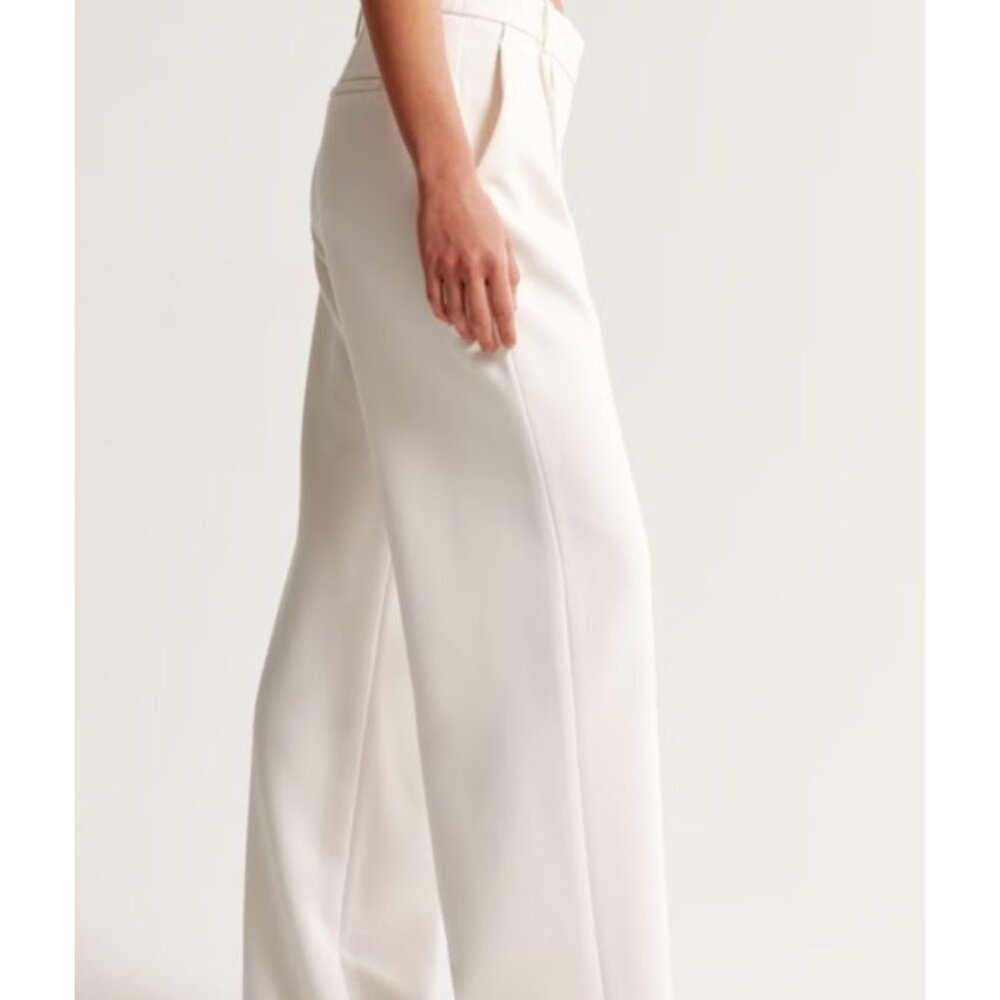 Abercrombie & Fitch A&F Sloane Low Rise Tailored Wide Leg Pant Cream-sz 31 - Picture 2 of 12